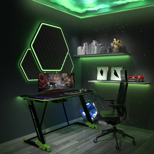 Desiree Gaming Desk 55 inch, Green-Z Shape