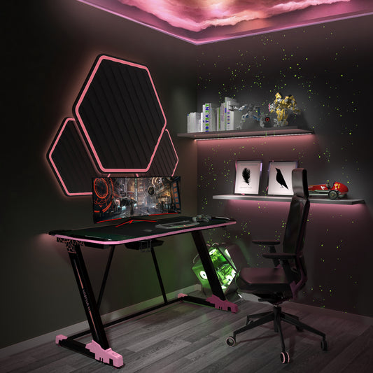 Destiny Gaming Desk 55 inch, Pink-Z Shape