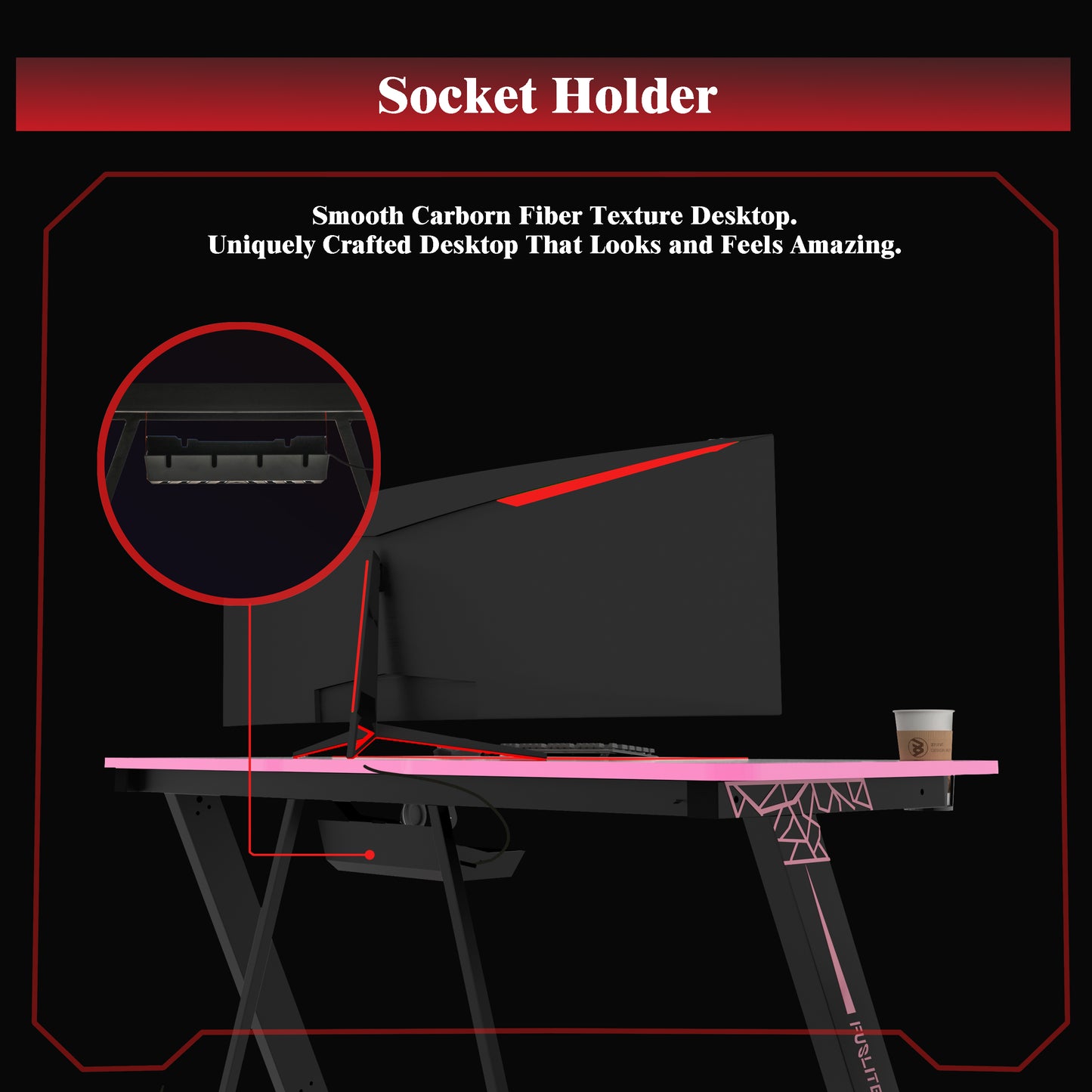 Destiny Gaming Desk 55 inch, Pink-Z Shape