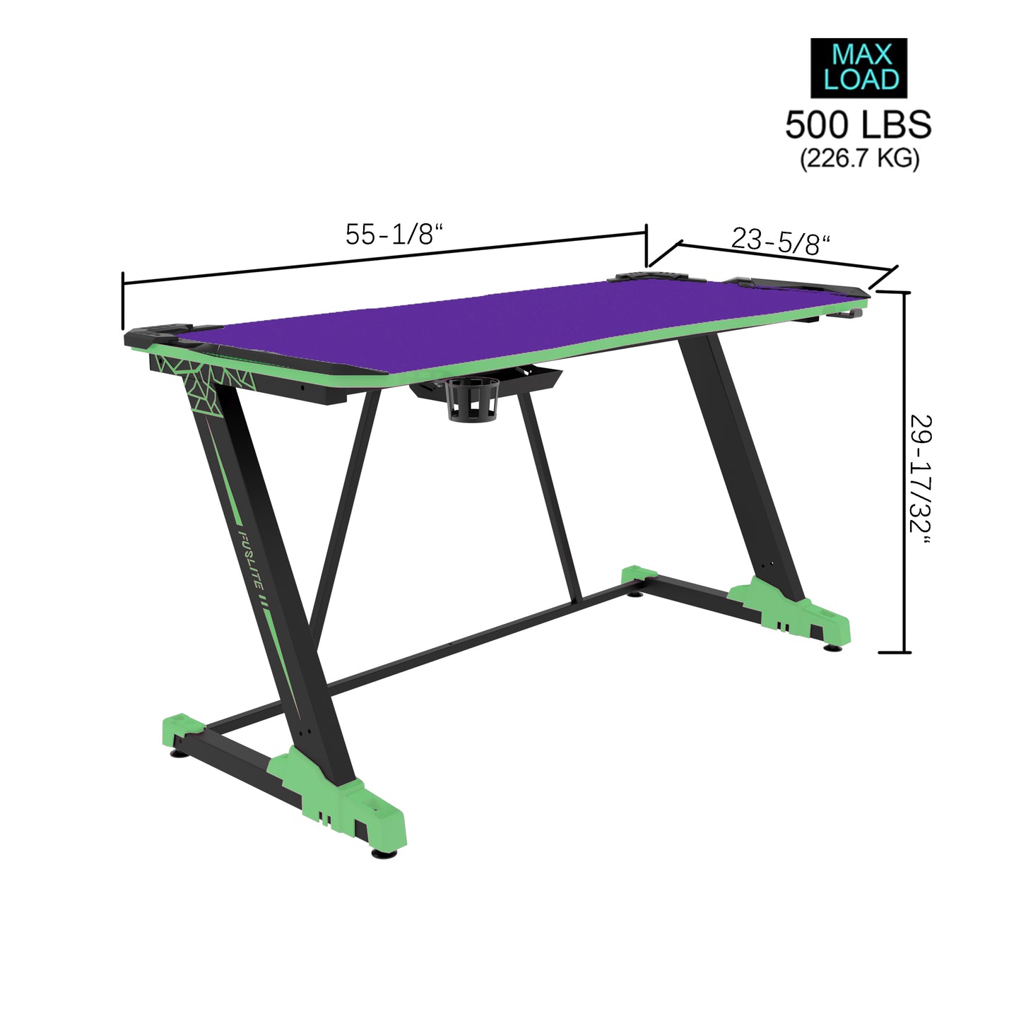 Desiree Gaming Desk 55 inch, Green-Z Shape